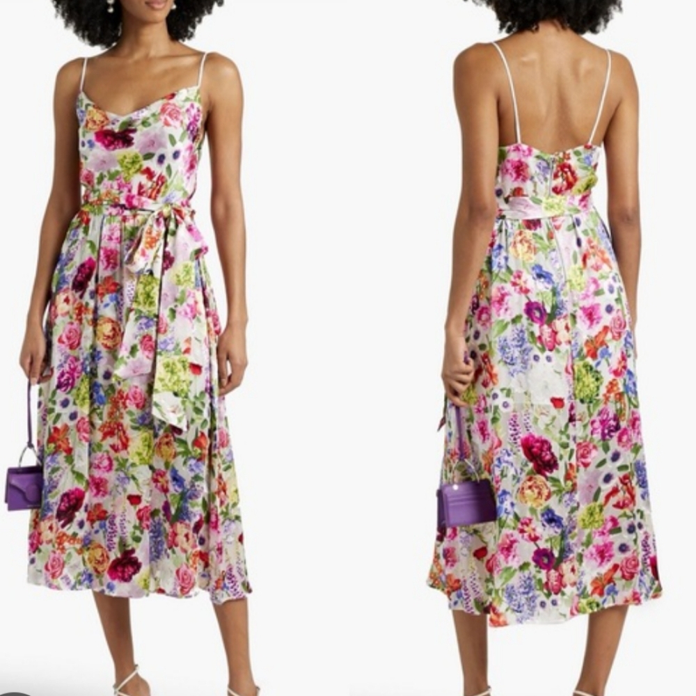 Alice + Olivia Multicolor Floral Midi Dress